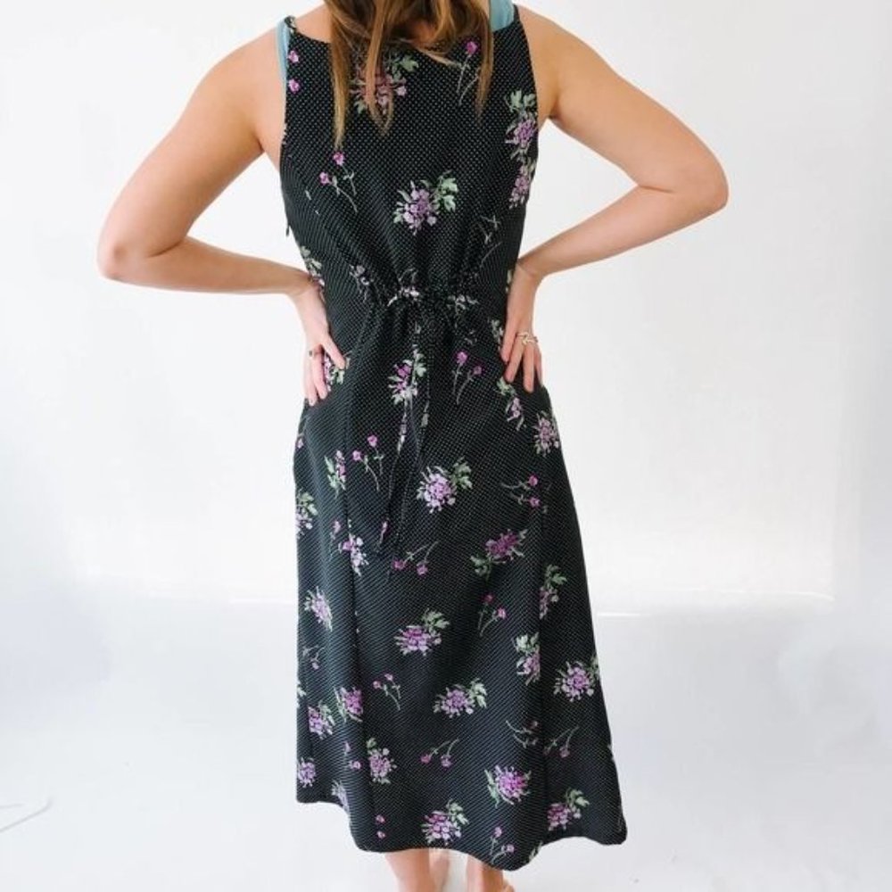 Vintage High Neck Floral Midi Dress - Picture 4 of 7